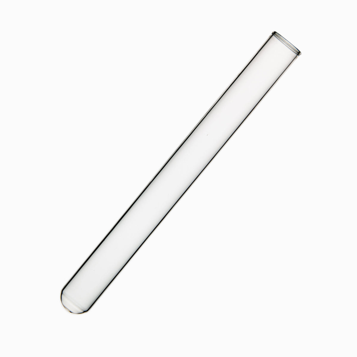 Glass test tube without rim