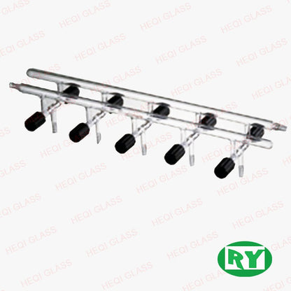 Double-row vacuum manifold with high-vacuum valve