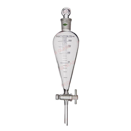PTFE-stopcock graduated pear separatory funnel