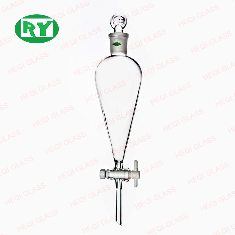 Glass-stopcock graduated pear separatory funnel