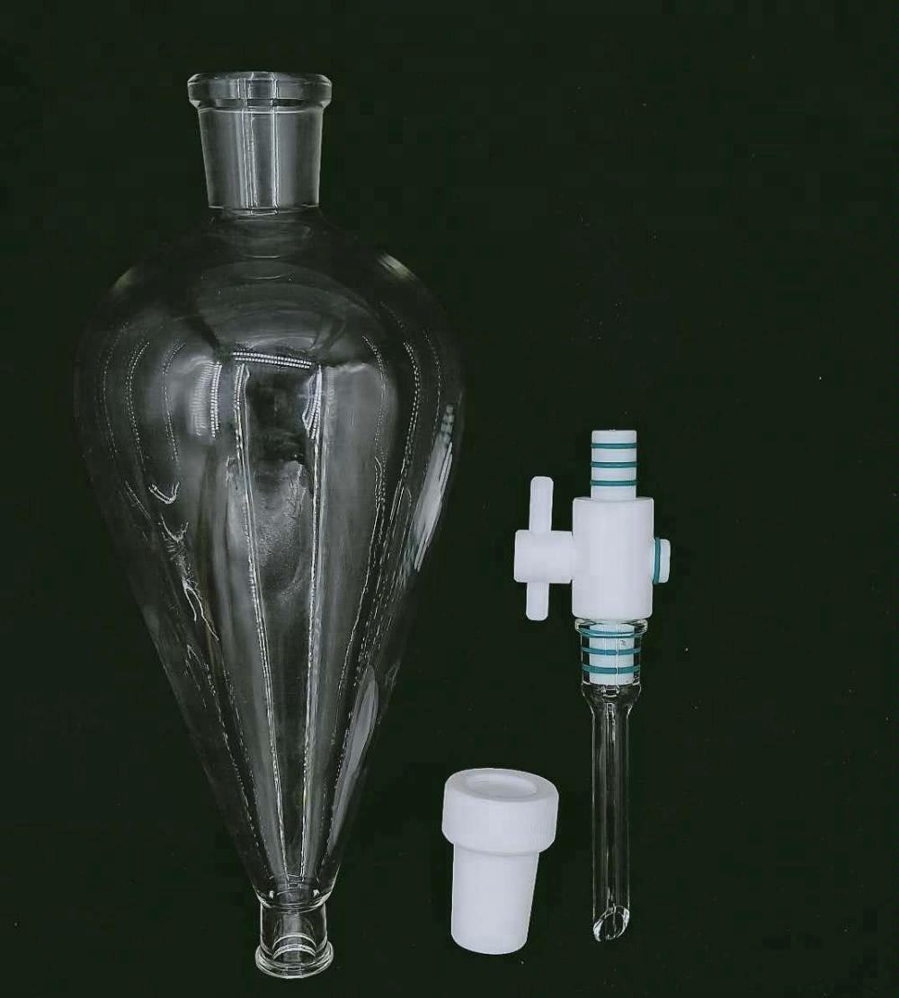 Glass-stopcock graduated pear separatory funnel