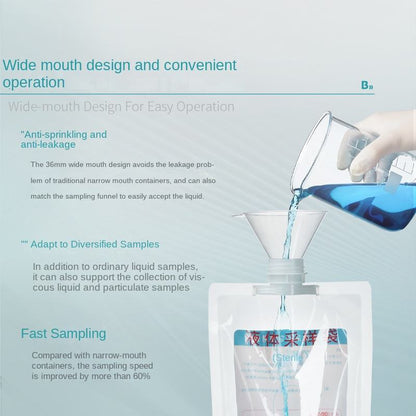 Biological Wide Mouth Sterile Disposable Water Sample Collection Bag Plastic Sulfur Bottom 200ml/500