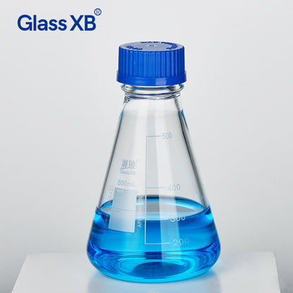 Laboratory 500ml Amber Color Conical Flask with Cap Screw-Top Erlenmeyer Flask
