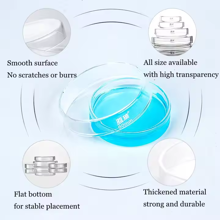 Low Priced 90mm Clear Glass Petri Dish For Laboratories Round Laboratory Glassware