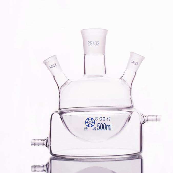 Half jacketed three-necked round-bottom flask, capacity 500 to 2.000 ml