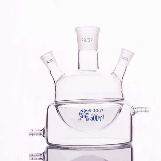 Half jacketed three-necked round-bottom flask, capacity 500 to 2.000 ml