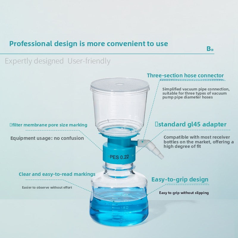 Biological Disposable Vacuum Filtration Apparatus Receiving Bottle Sterile PES Laboratory Vacuum Fil