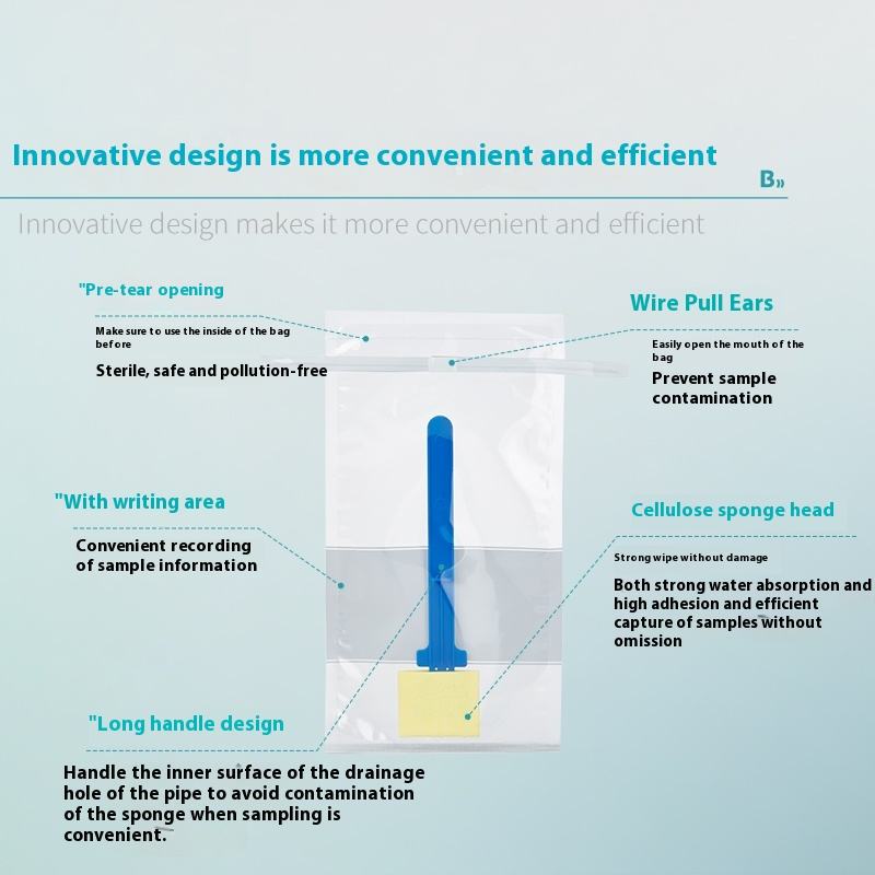 Biological Sterile Sponge Sampling Bag Handle Homogeneous Wire Environmental Surface Belt Writing Ar