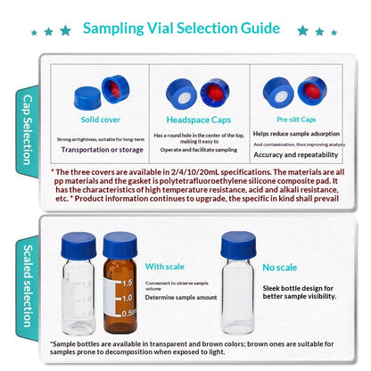 Glass Sample Vials HPLC Reagent Headspace Micro Injection Bottles 1.5-4ml Agilent Gas Sampling Singl