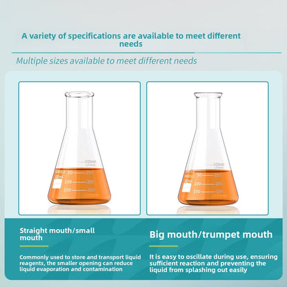 Lab High Borosilicate Glass Conical Flask with Wide/Mouth Options Triangular Design Stopper 50-500ml