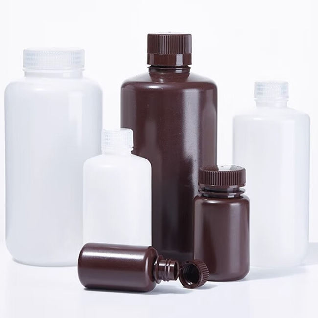 HDPE Plastic Reagent Bottle for Laboratory Use White Color Brown Color
