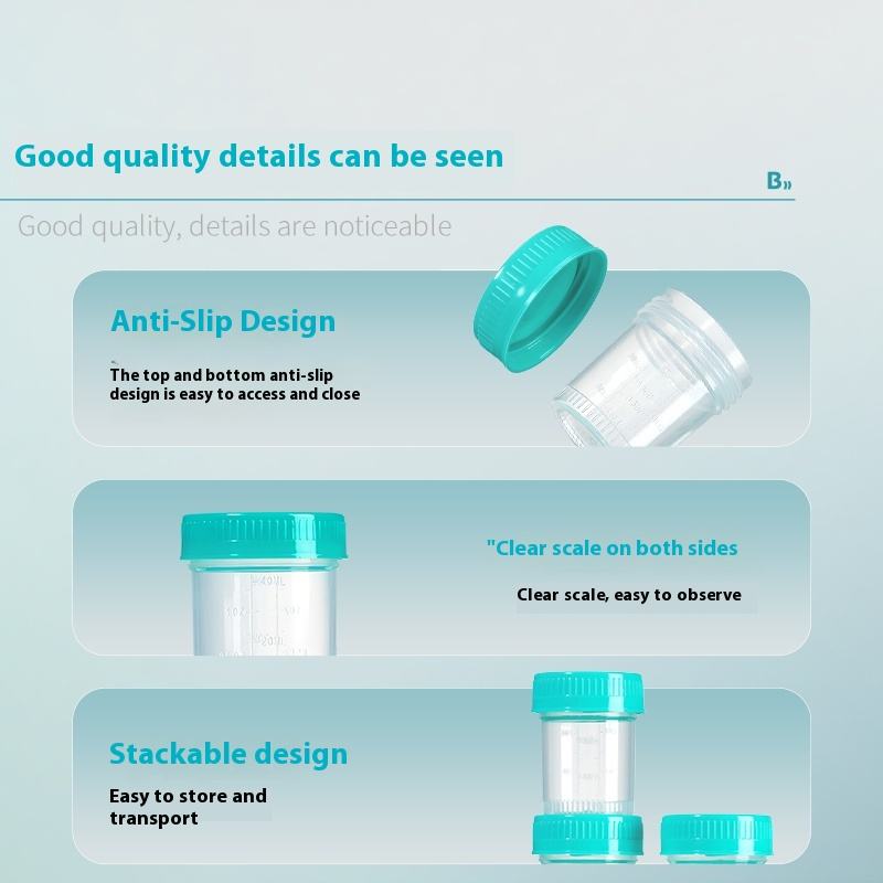 Biological Sterile Sampling Cup Disposable Plastic Lab Supply Container Screw Cap Lid Independent Pa