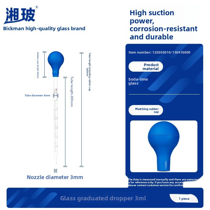 Glass Dropper Rubber Tip Pipette Graduations Suction & Sampling Tubes Chemical Lab