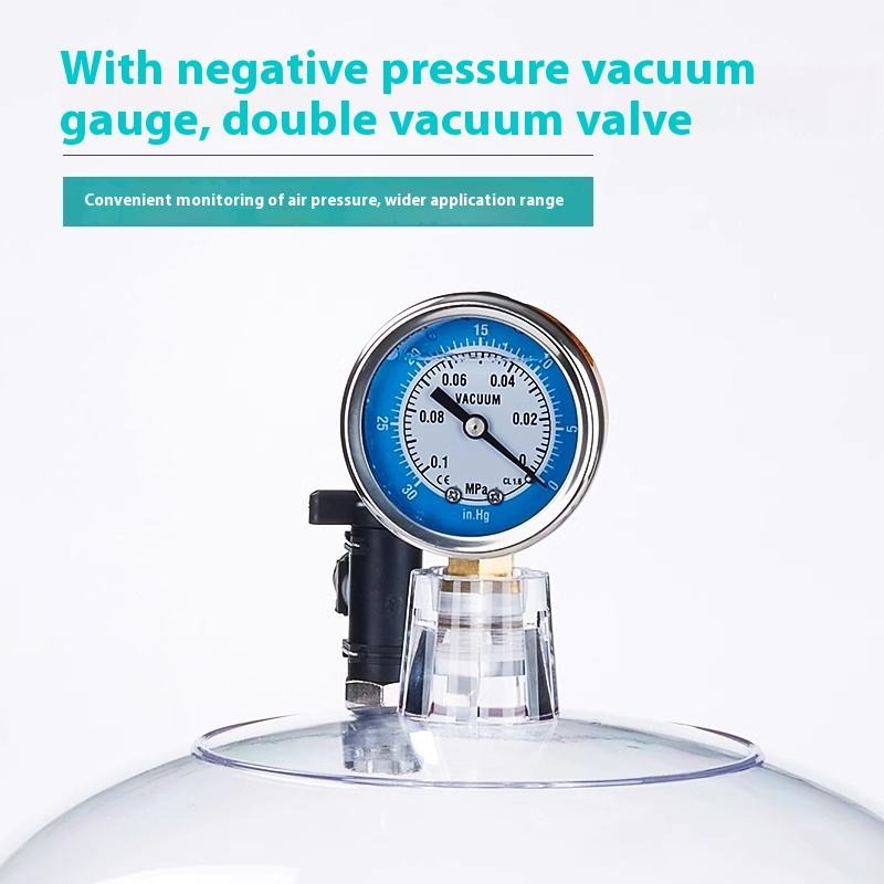 150 250mm Plastic Vacuum Dryer Double Valve Pressure Gauge Transparent Moisture-proof Cylinder Pump 