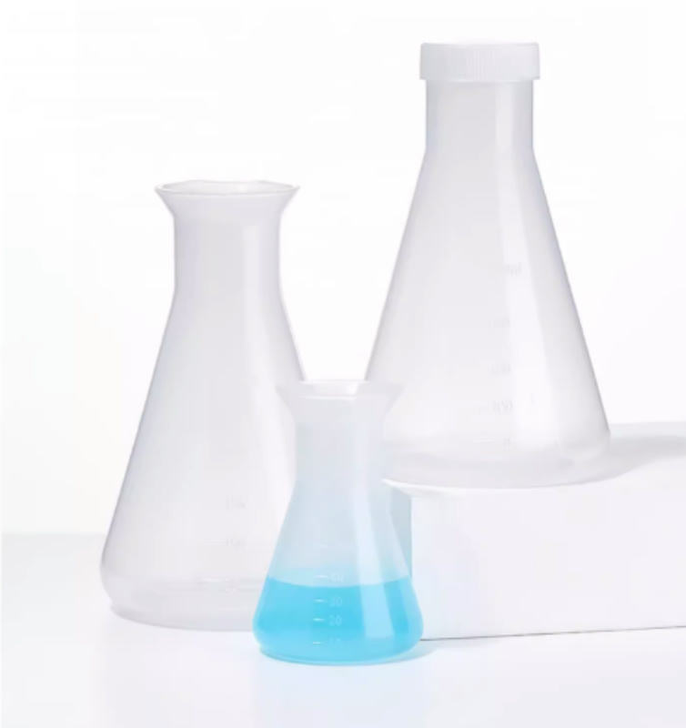50ml/250ml Plastic Conical Flask With Lid Scale Hdpe/pet Material Square Pattern Straight Mouth With
