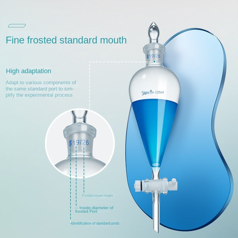 Xiang Pear Shaped Separatory Funnel Laboratory Plug Glass PTFE 250ml 500ml