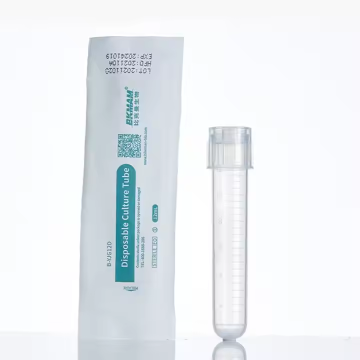 Individual Wrapped 12ml Plastic Cell Culture Tube Sterile Dual Position Lid Lab Supply Product