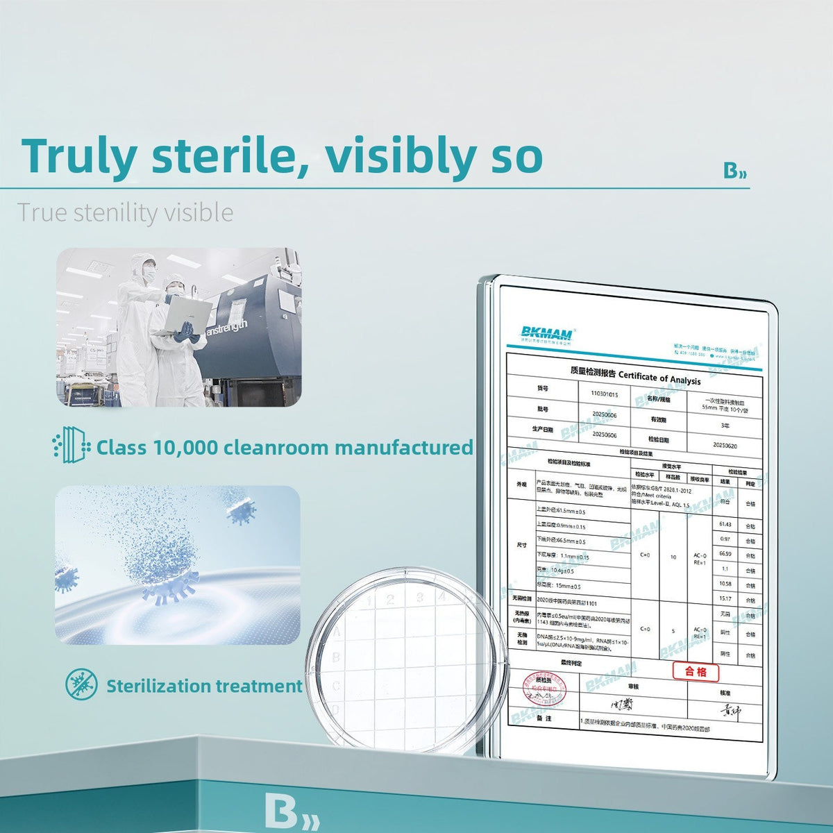 Biological Disposable Plastic Round 55mm Sterile Rodac Plate for Laboratory Microbial Sampling and S
