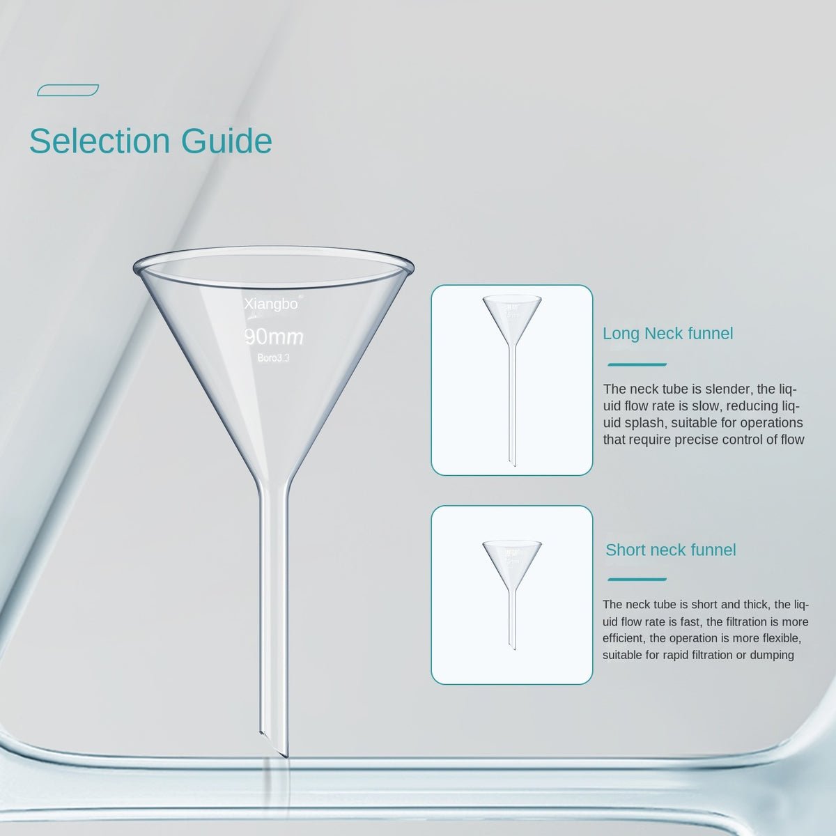 Hunan Laboratory Glass Triangular Funnel High Borosilicate Long Neck Thickened Small Diameter Short 