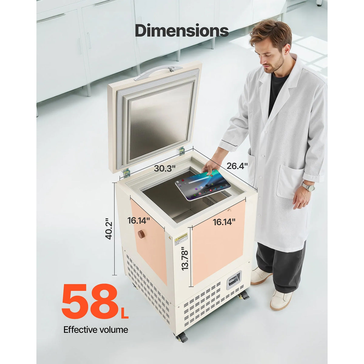 Ultra Low Temperature Lab Freezer, −40℉ to −123℉ Adjustable Temp Range
