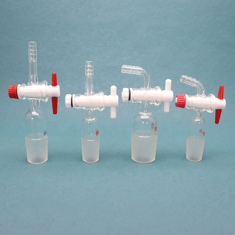 Straight 2-way inlet/vacuum adapter WITH PTFE stopcock