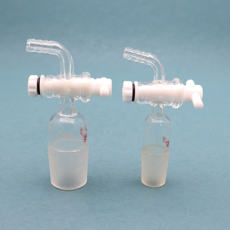 Straight 2-way inlet/vacuum adapter WITH PTFE stopcock
