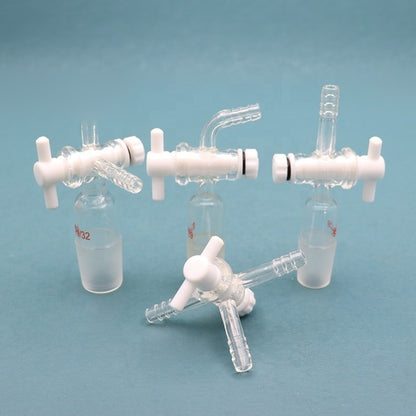 Straight 2-way inlet/vacuum adapter WITH PTFE stopcock