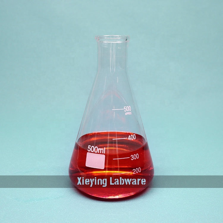 Glass Erlenmeyer flask with graduations