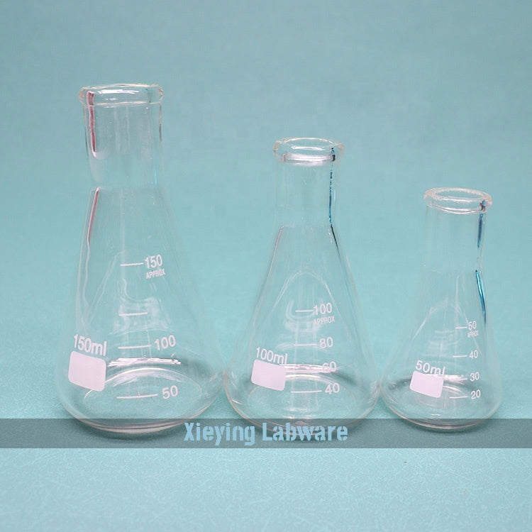 Glass Erlenmeyer flask with graduations