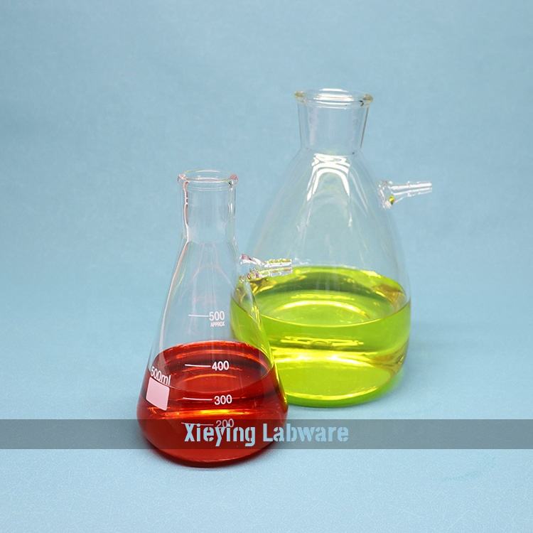 Glass Erlenmeyer filter flask with UPPER side tubulation