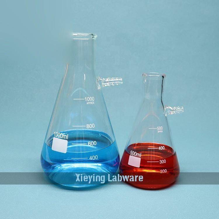Glass Erlenmeyer filter flask with UPPER side tubulation