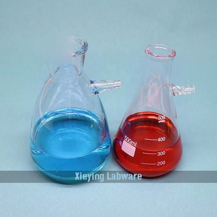 Glass Erlenmeyer filter flask with UPPER side tubulation