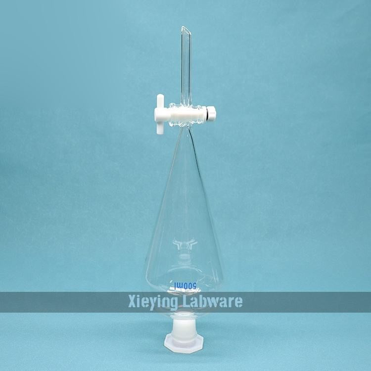 Glass pear-shaped separatory funnel with PTFE stopcock