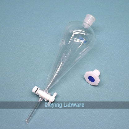 Glass pear-shaped separatory funnel with PTFE stopcock
