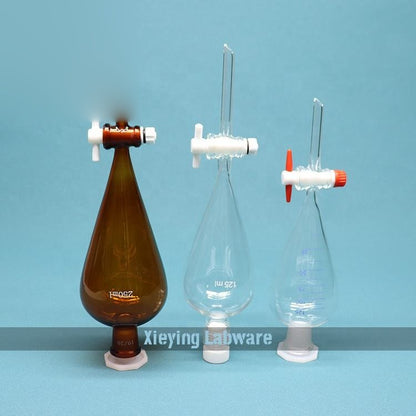 Glass pear-shaped separatory funnel with PTFE stopcock