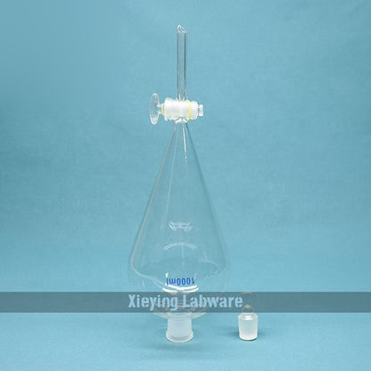 Glass pear-shaped separatory funnel