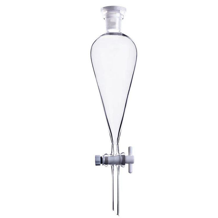 Glass pear-shaped separating funnel with PTFE stopcock