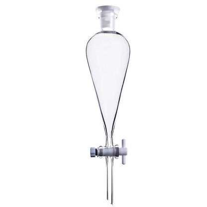 Glass pear-shaped separating funnel with PTFE stopcock
