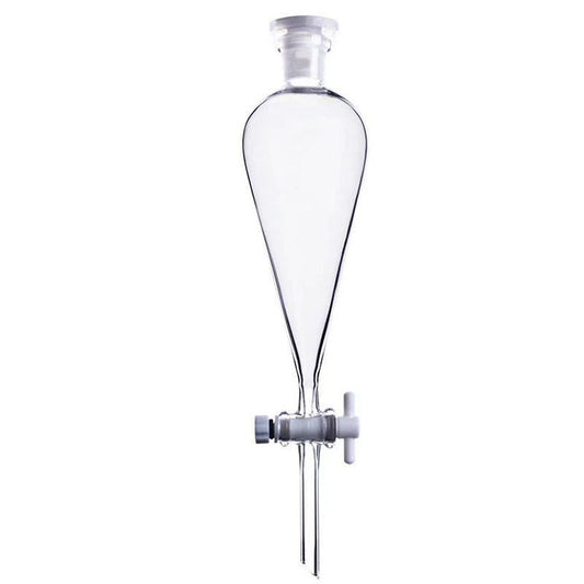 Glass pear-shaped separating funnel with PTFE stopcock
