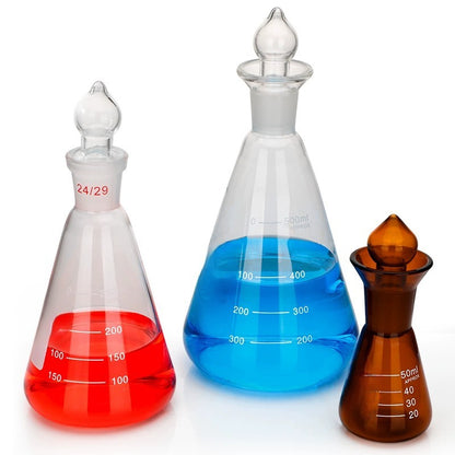 Bare glass-stopper iodine measuring Erlenmeyer flask; matches title