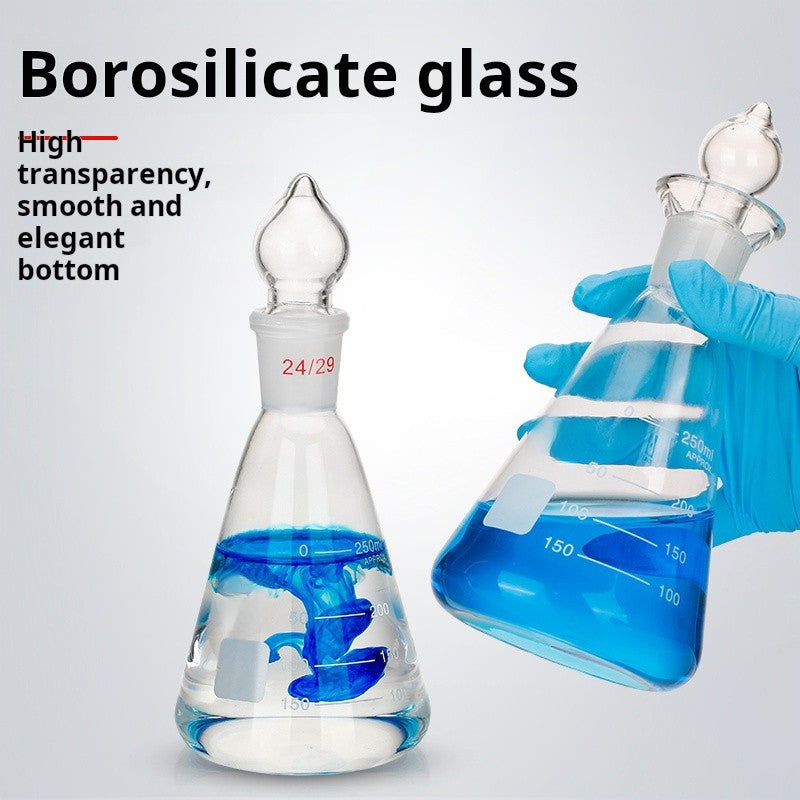 Bare glass-stopper iodine measuring Erlenmeyer flask; matches title