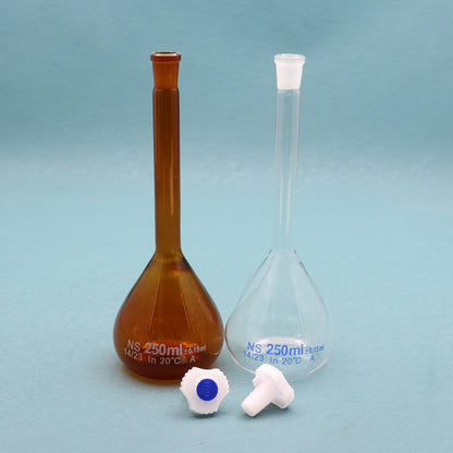 Volumetric flask with plastic stopper