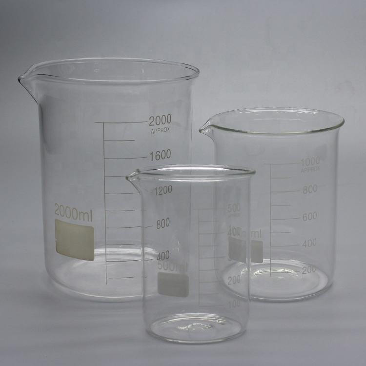 Low-form borosilicate glass beaker