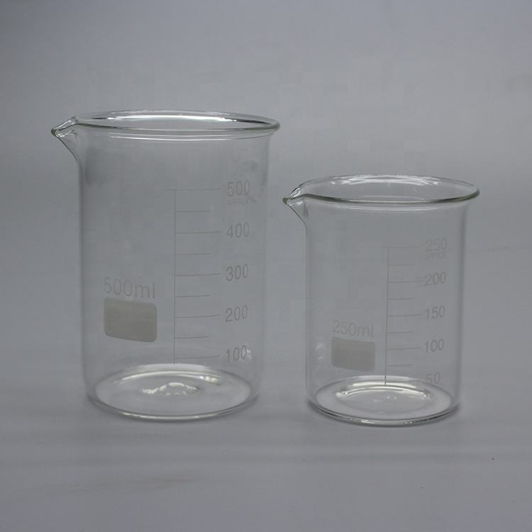 Low-form borosilicate glass beaker