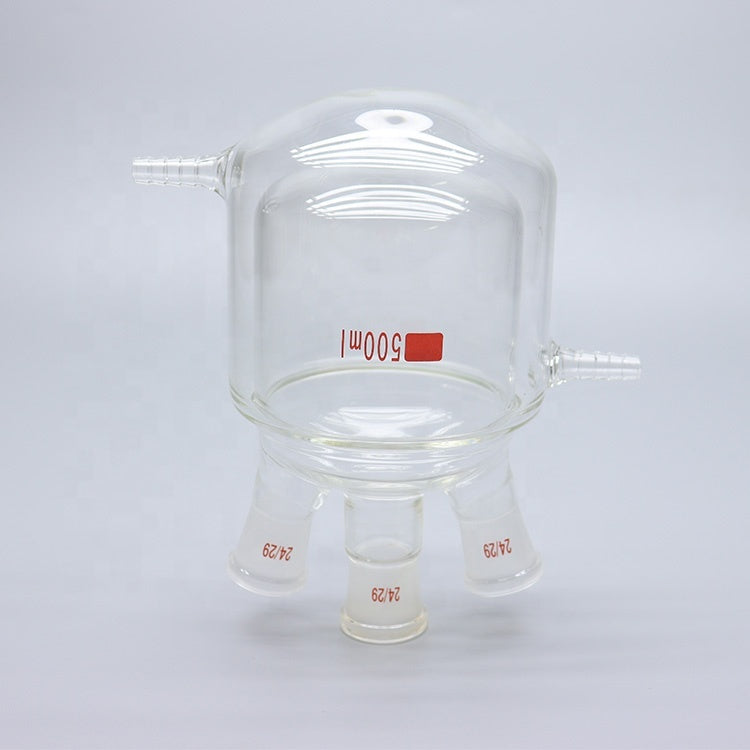 Glass Three-neck double-layer jacketed round bottom reaction flask