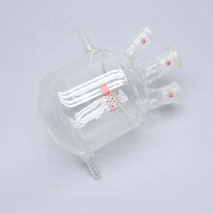 Glass Three-neck double-layer jacketed round bottom reaction flask