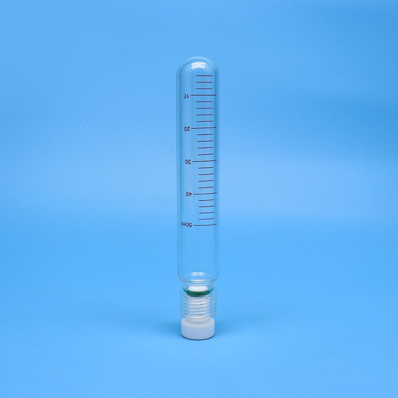Round glass test tubes / pressure reaction tubes with PTFE screw plug and clear scales