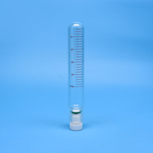 Round glass test tubes / pressure reaction tubes with PTFE screw plug and clear scales