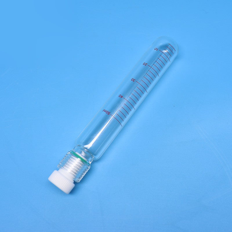 Round glass test tubes / pressure reaction tubes with PTFE screw plug and clear scales