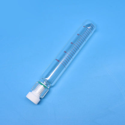 Round glass test tubes / pressure reaction tubes with PTFE screw plug and clear scales